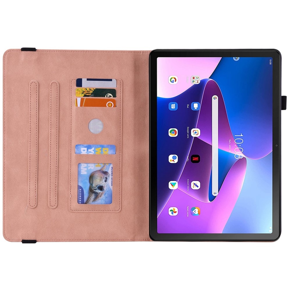 Nahkakotelo Perhonen Lenovo Tab M10 Plus (3rd gen) vaaleanpunainen