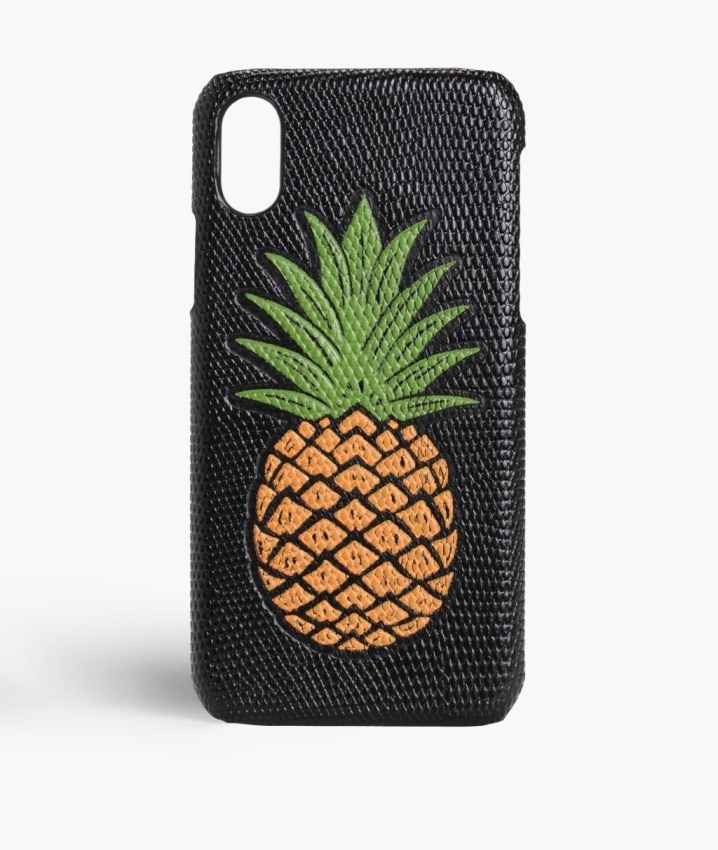 Kuori iPhone Xs Max Pineapple Orange Lizard Black