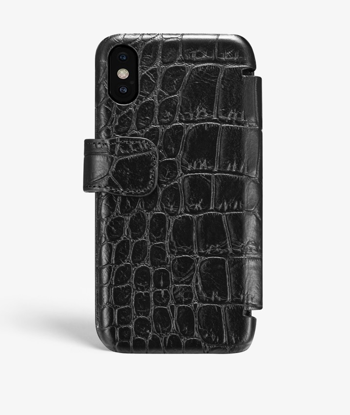 Lompakkokotelo iPhone X/XS Lizard Black