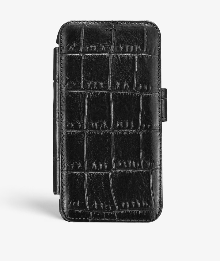 Lompakkokotelo iPhone X/XS Lizard Black