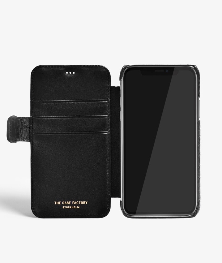 Lompakkokotelo iPhone X/XS Lizard Black