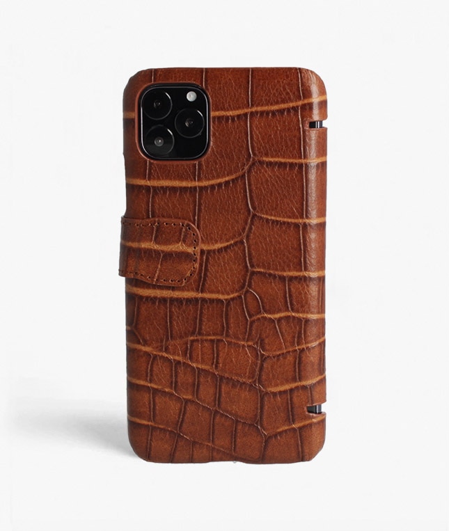 Lompakkokotelo iPhone 11 Pro Max Lizard Cognac