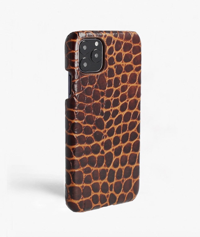 Kuori iPhone 11 Pro Max Small Croco Ruskea