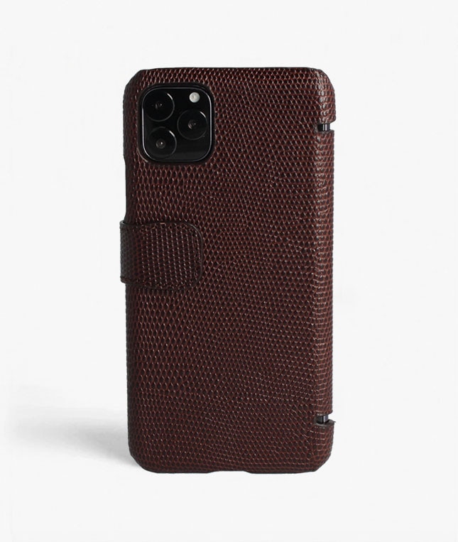 Lompakkokotelo iPhone 11 Pro Max Lizard Brown