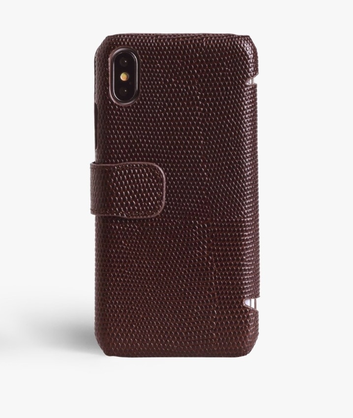 Lompakkokotelo iPhone X/XS Lizard Brown