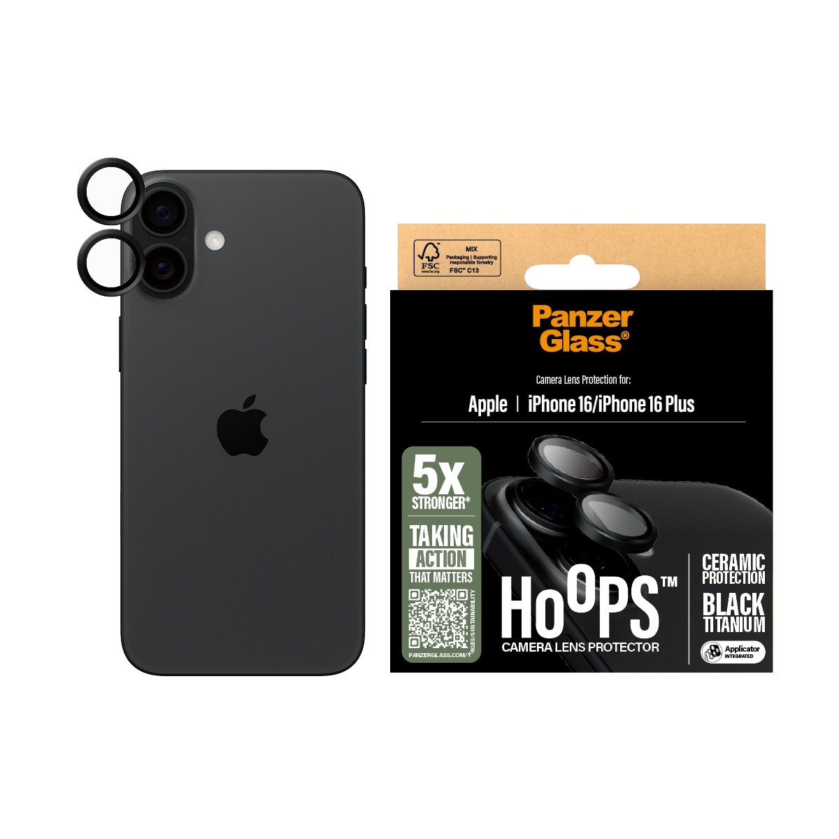 iPhone 16 Hoops Ceramic Camera Lens Protector Black