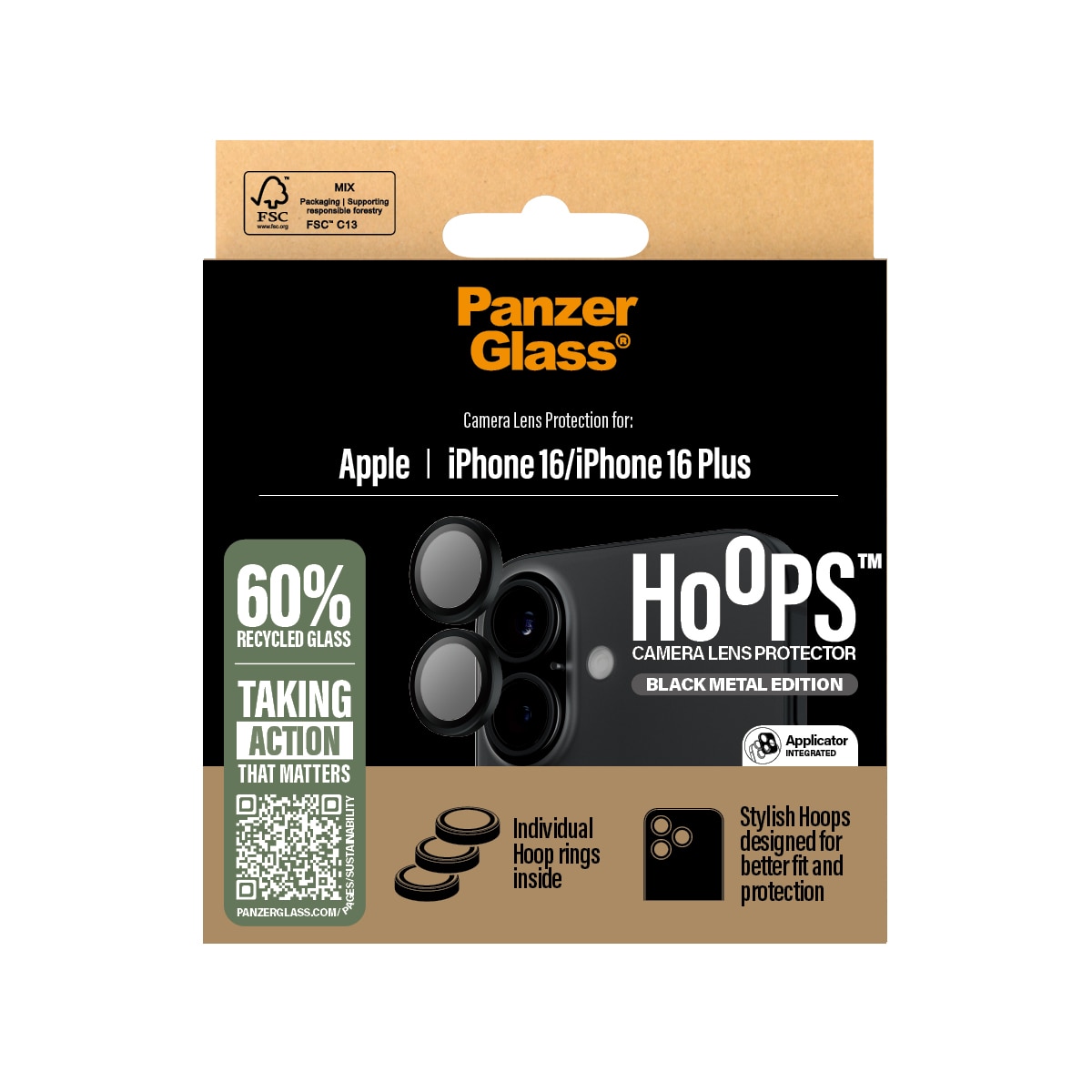 iPhone 16 Hoops Camera Lens Protector Black