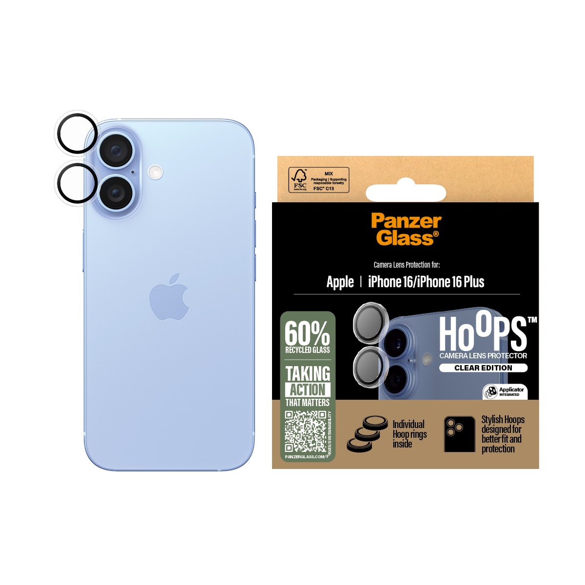 iPhone 16 Plus Hoops Camera Lens Protector Kirkas