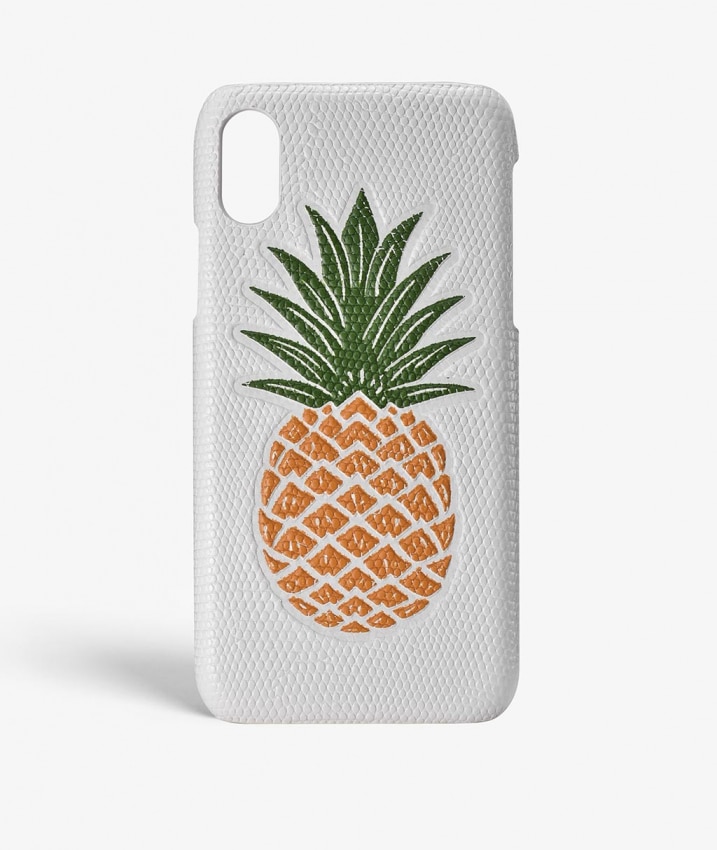 Kuori iPhone X/XS Pineapple Orange Lizard White