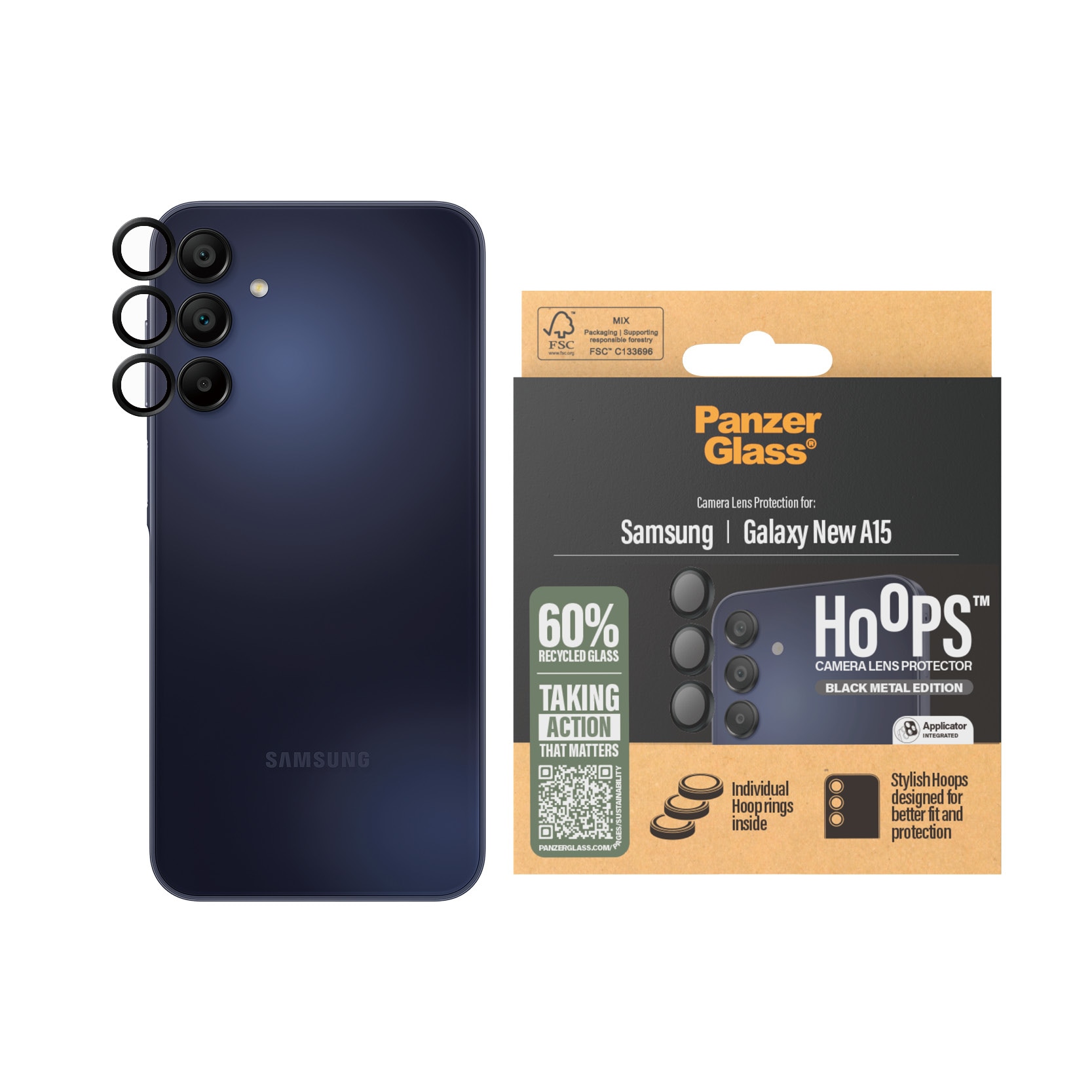 Samsung Galaxy A16 Hoops Camera Lens Protector Musta