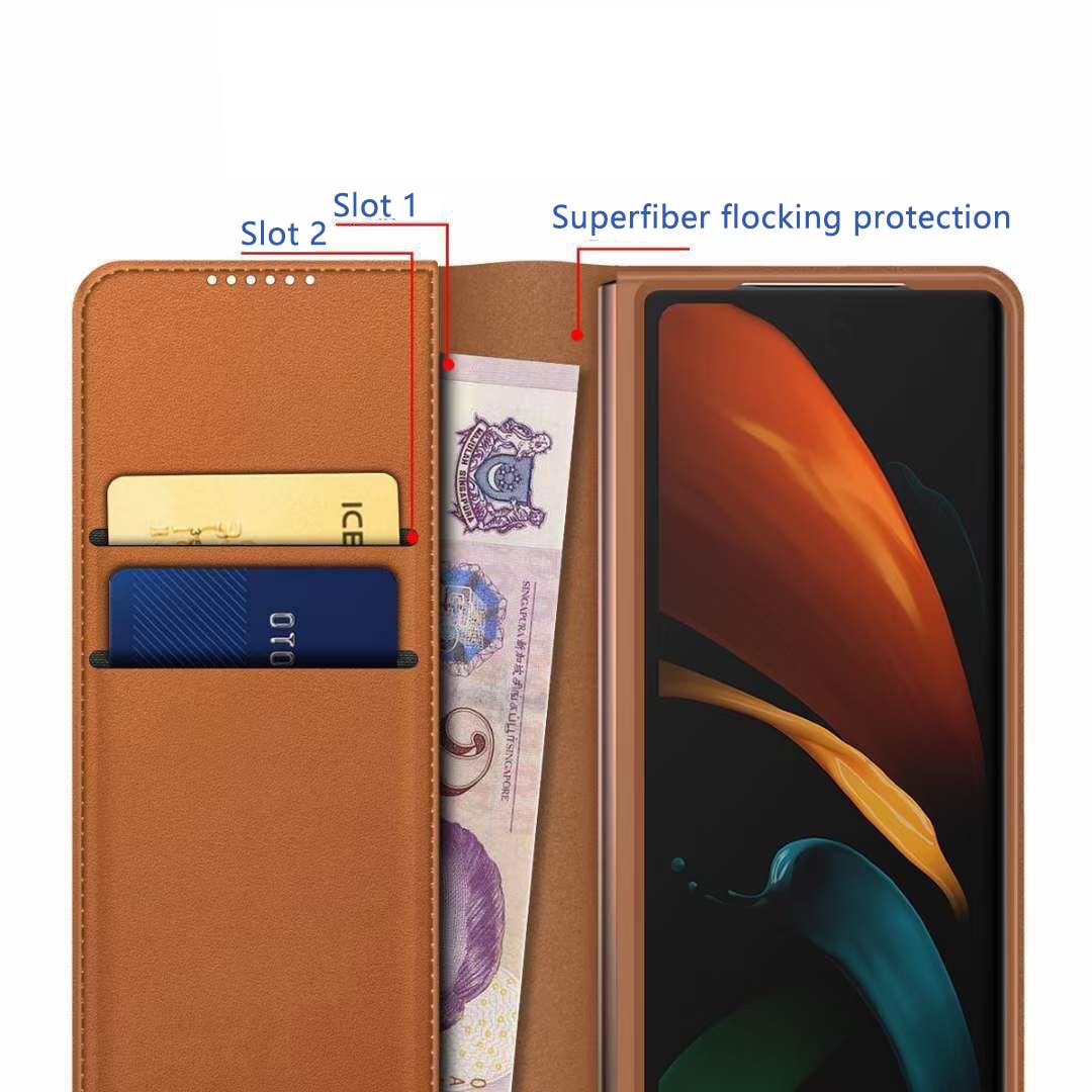 Aito Nahkakotelo Samsung Galaxy Z Fold 5 Cognac