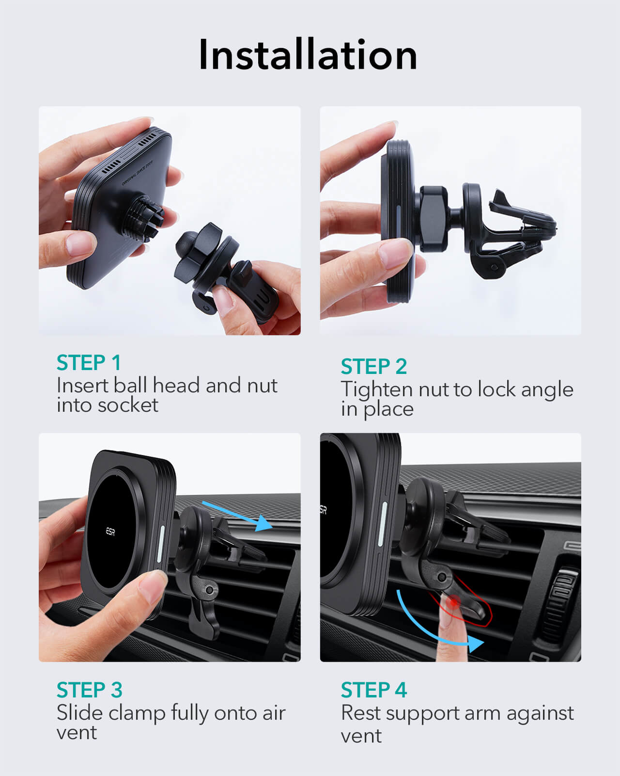 HaloLock Magneettinen Langaton Autolaturi musta