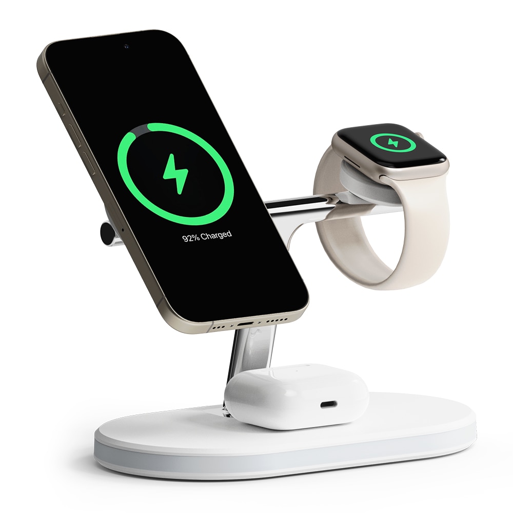 3-in-1 Wireless Charger Stand valkoinen