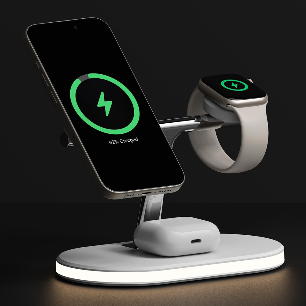 3-in-1 Wireless Charger Stand valkoinen