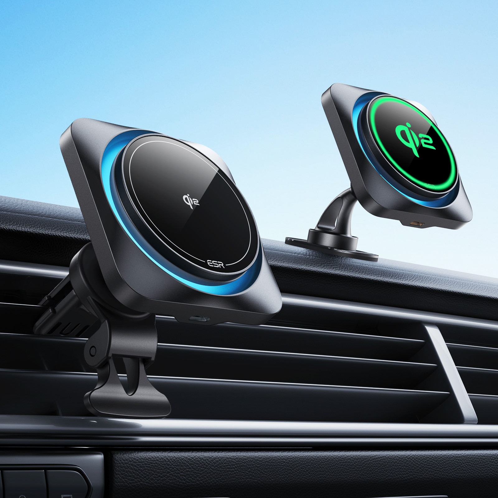 Qi2 HaloLock CryoBoost Wireless Car Charger musta