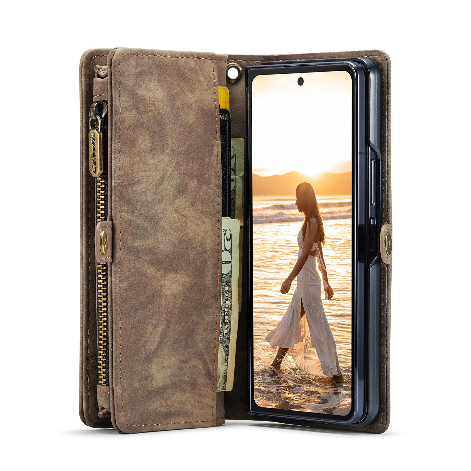 Multi-slot Suojakotelo Samsung Galaxy Z Fold 6 ruskea