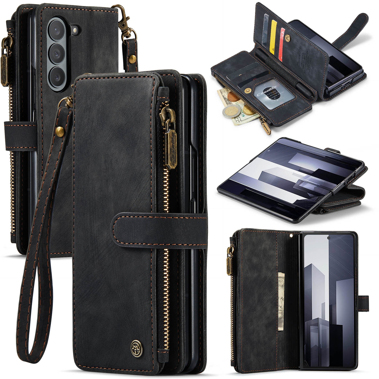 Zipper Wallet Samsung Galaxy Z Fold 6 musta