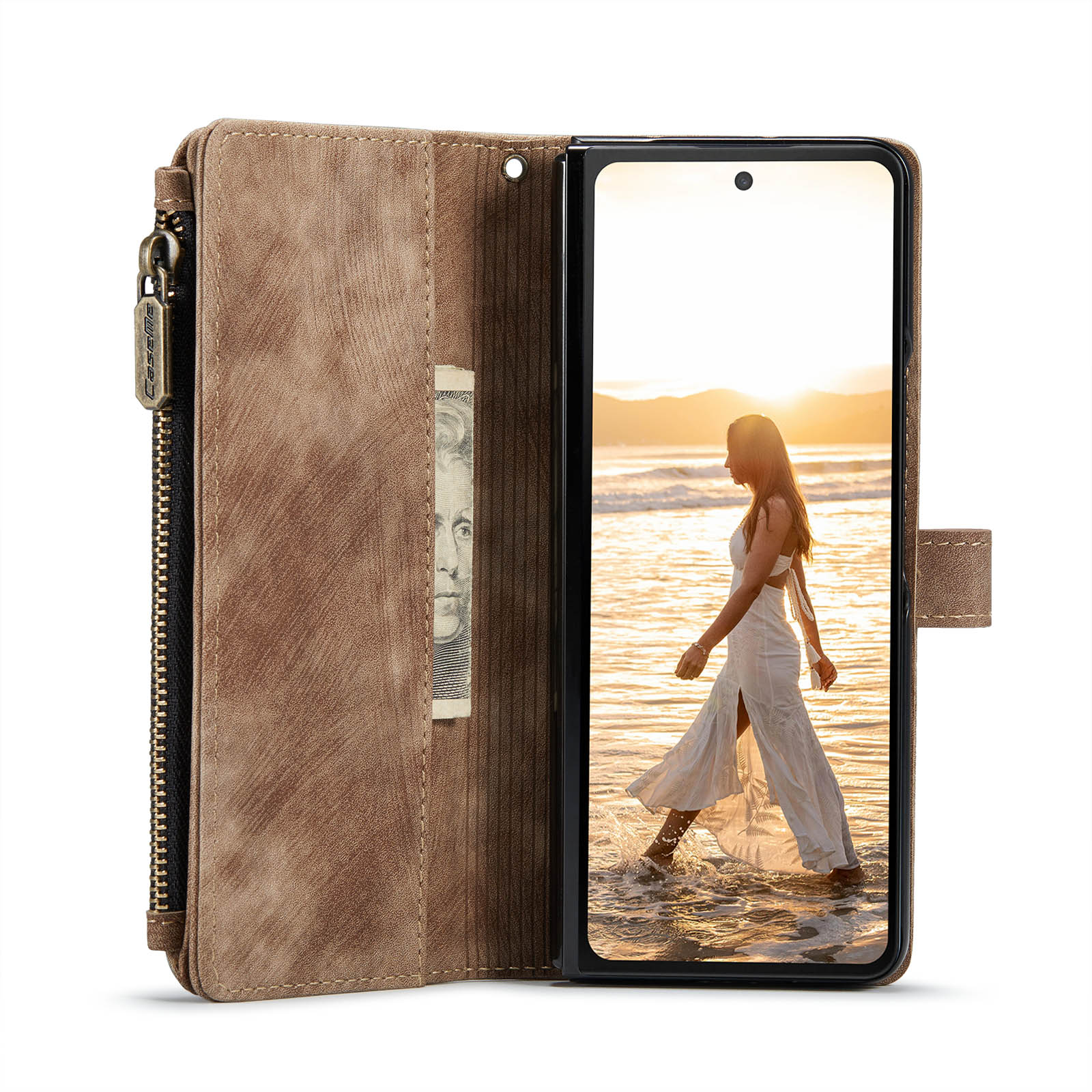 Zipper Wallet Samsung Galaxy Z Fold 6 ruskea