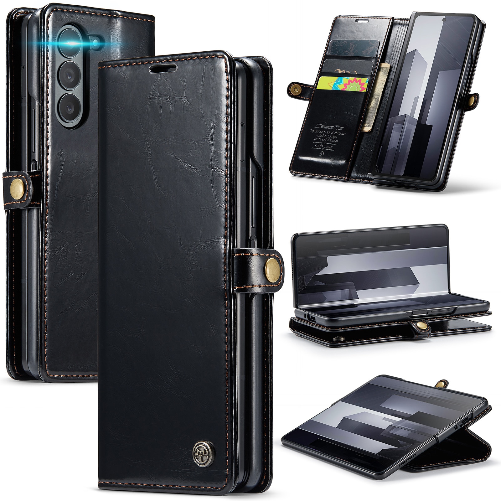 Leather Wallet Samsung Galaxy Z Fold 6 musta