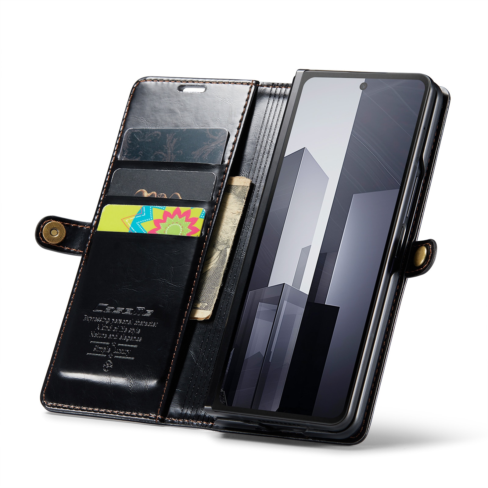 Leather Wallet Samsung Galaxy Z Fold 6 musta