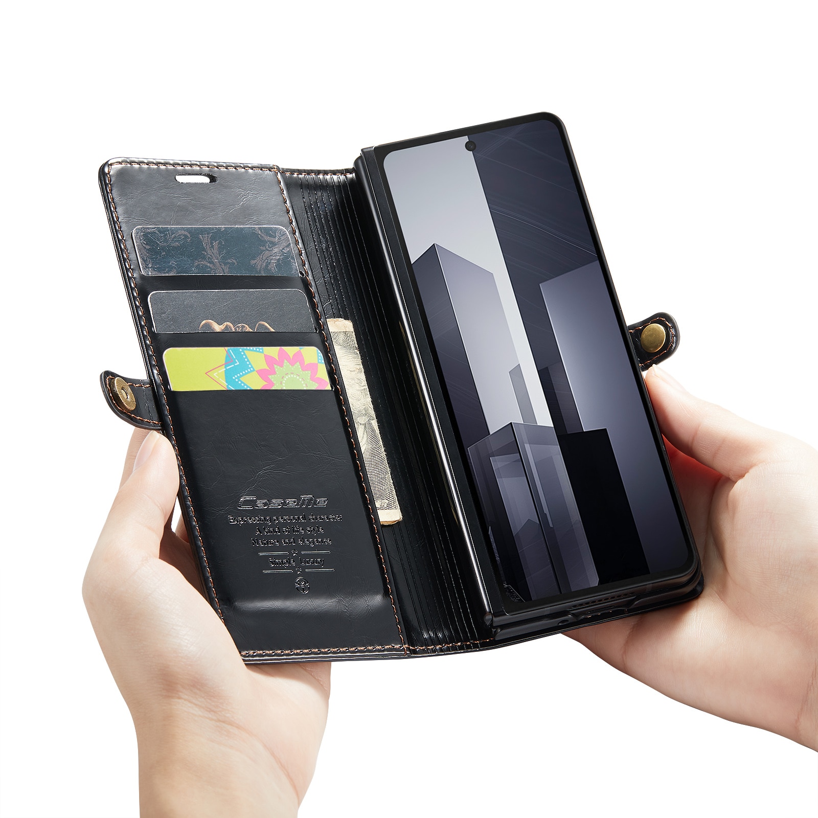 Leather Wallet Samsung Galaxy Z Fold 6 musta