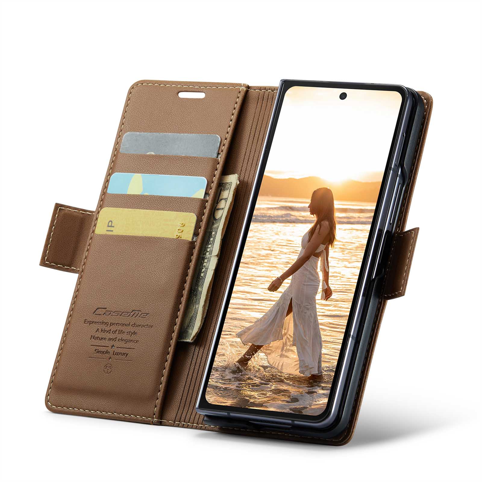 RFID-blocking Slim Lompakkokotelo Samsung Galaxy Z Fold 6 ruskea