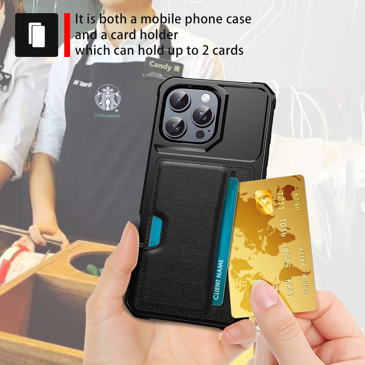 Tough Card Case iPhone 16 Pro Max musta