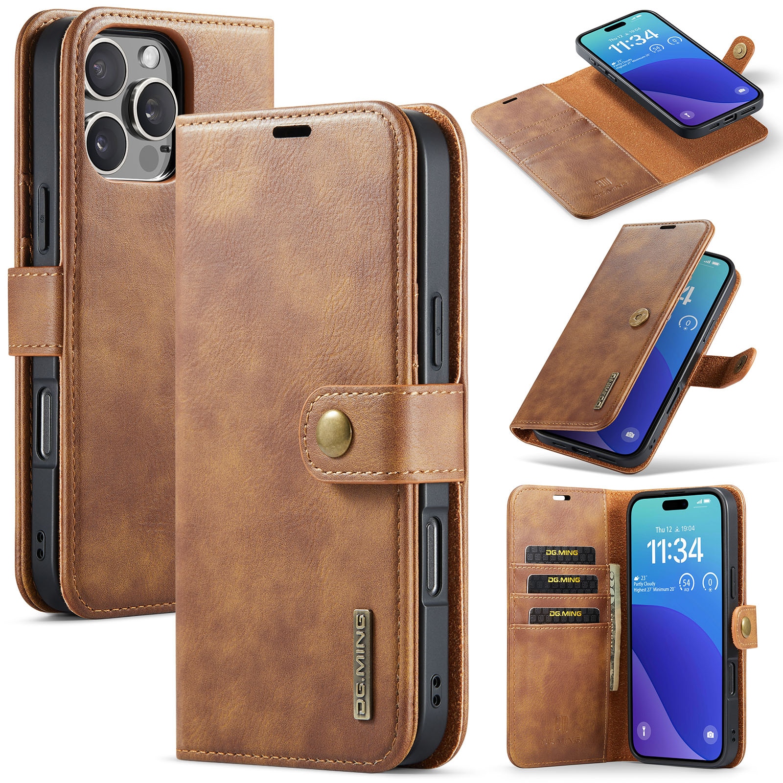 Magnet Wallet iPhone 16 Pro Max Cognac