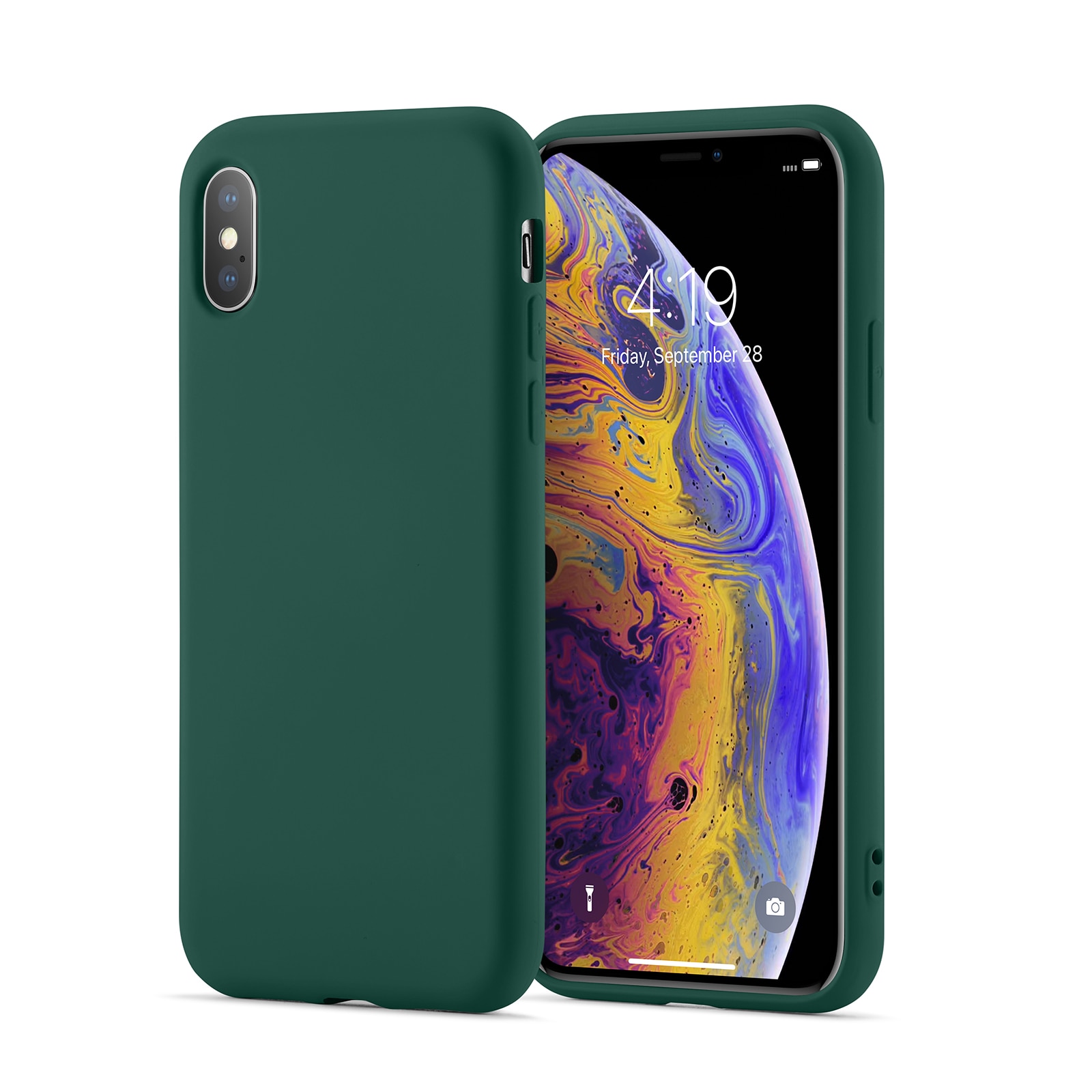 TPU suojakuori iPhone X/XS tummanvihreä