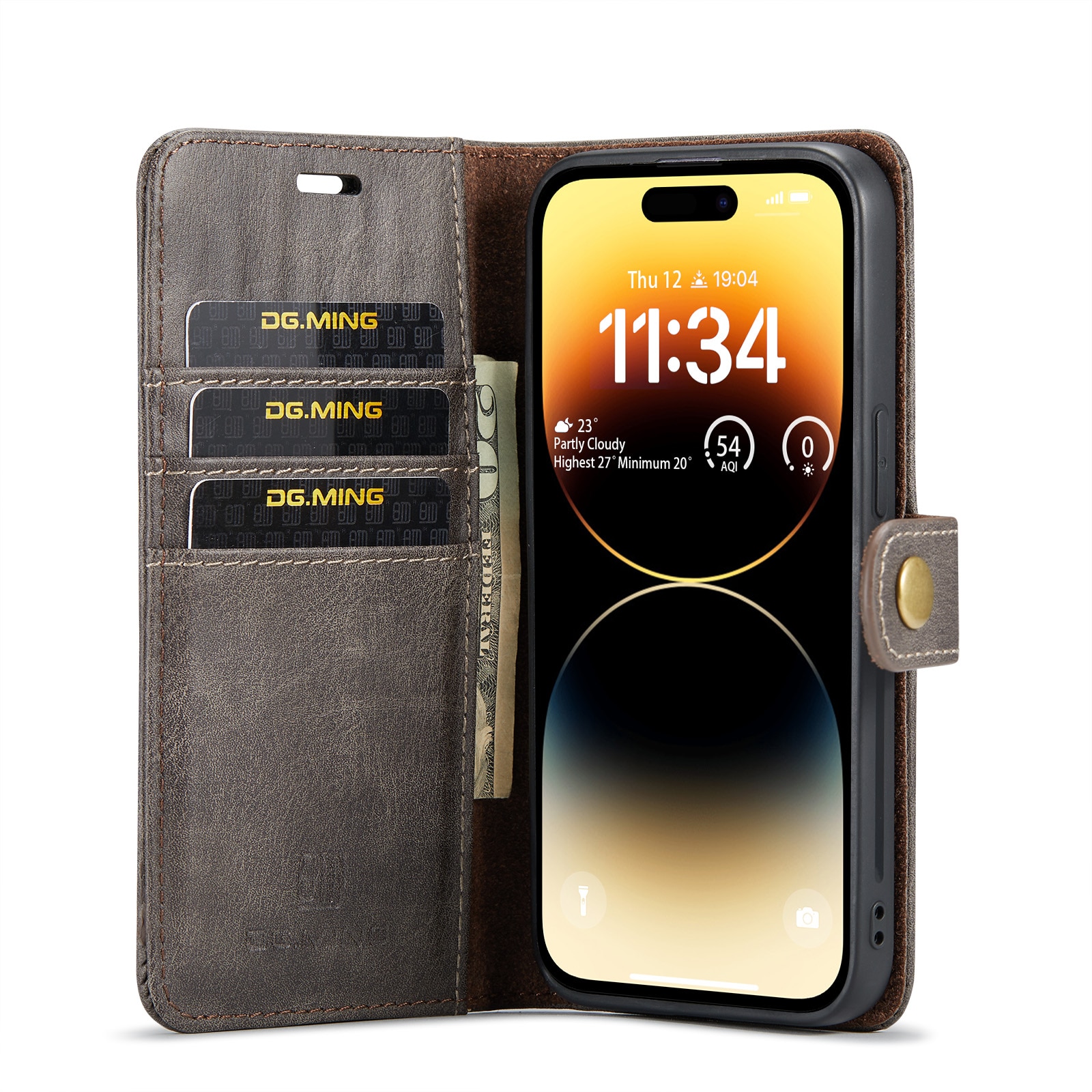 Magnet Wallet iPhone 15 Pro Max Brown