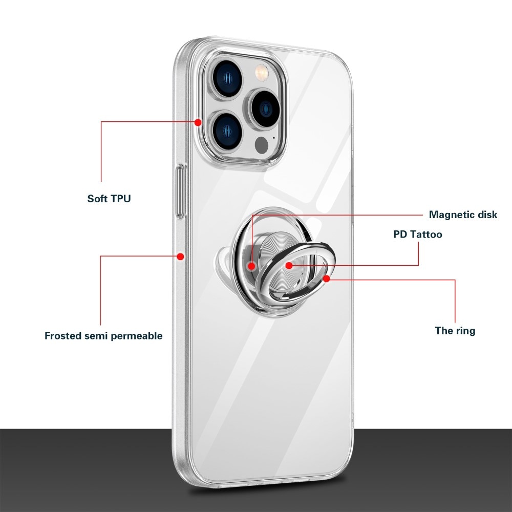 TPU Case Finger Ring Kickstand iPhone 14 Pro Transparent