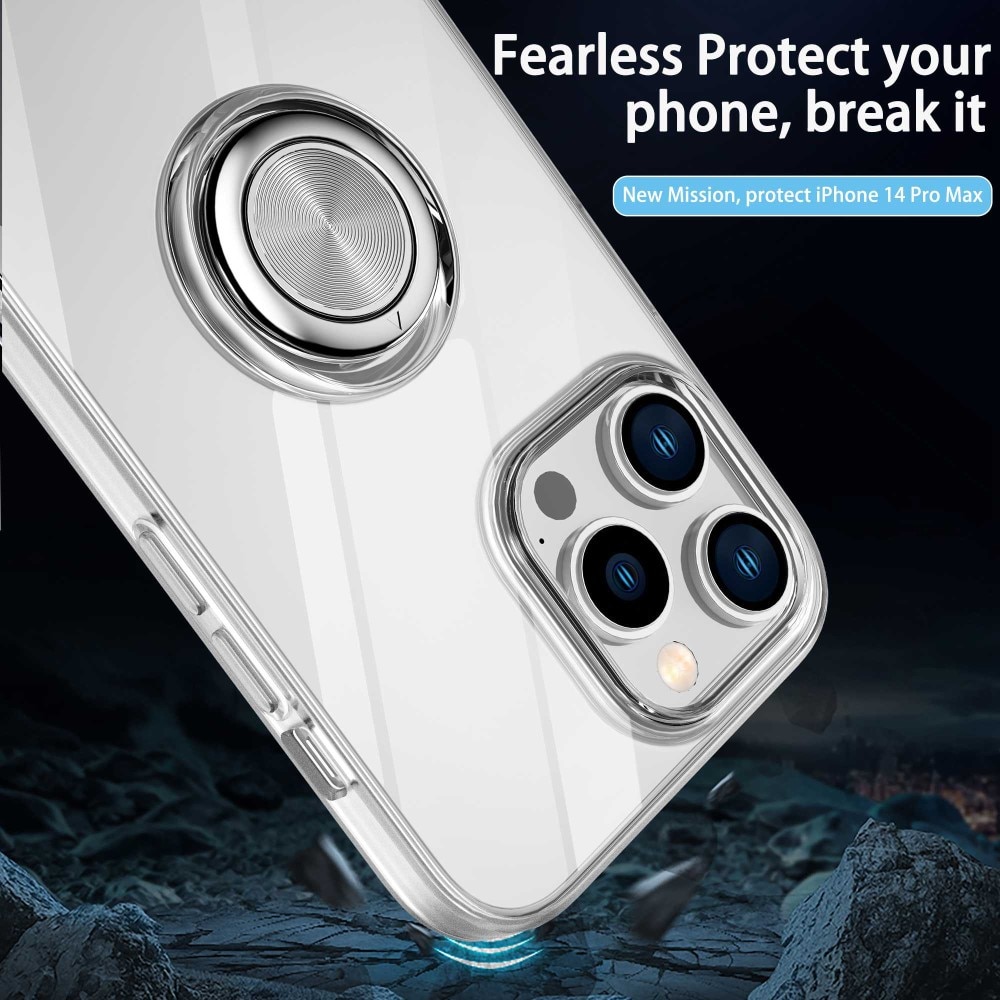 TPU Case Finger Ring Kickstand iPhone 14 Pro Transparent