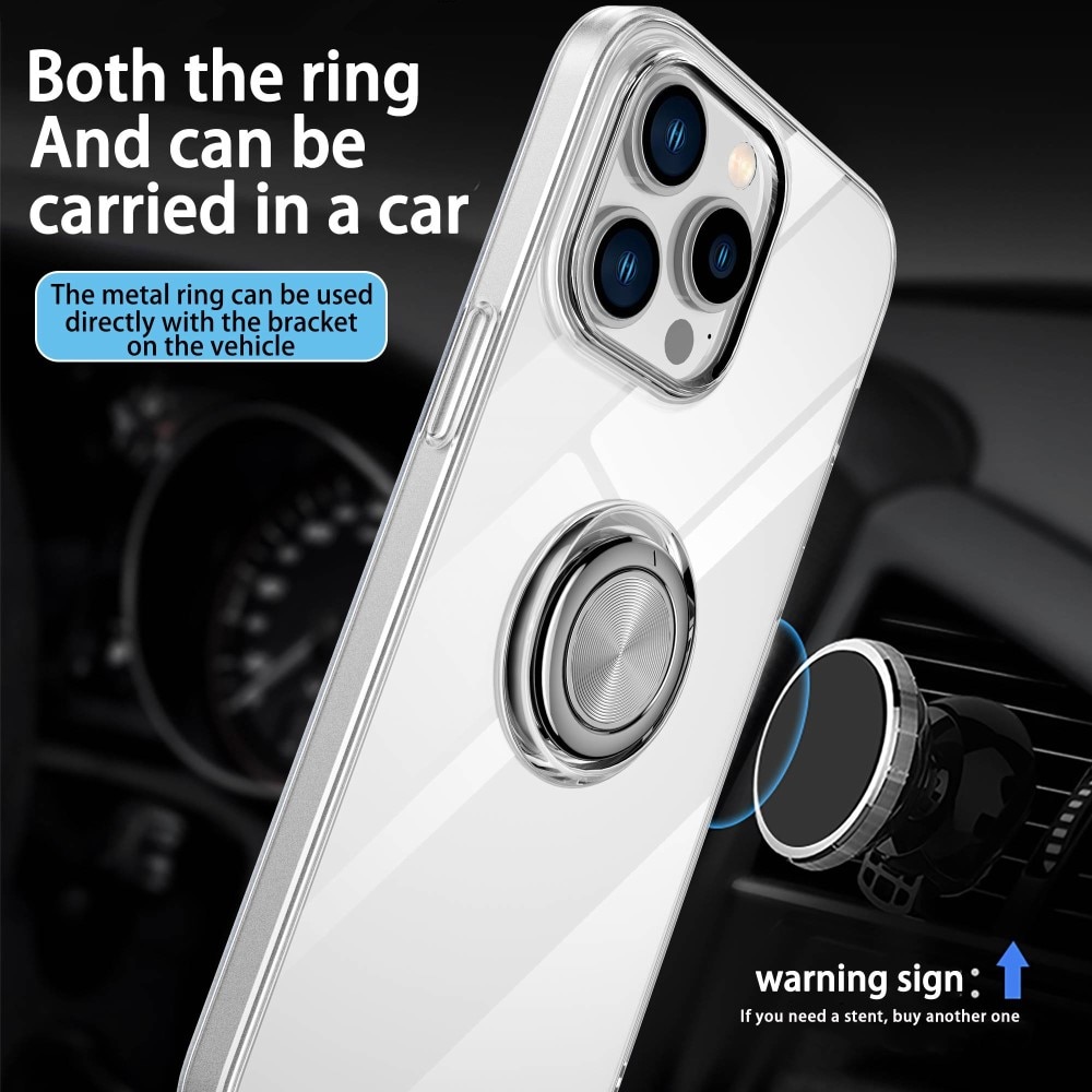 TPU Case Finger Ring Kickstand iPhone 14 Pro Transparent