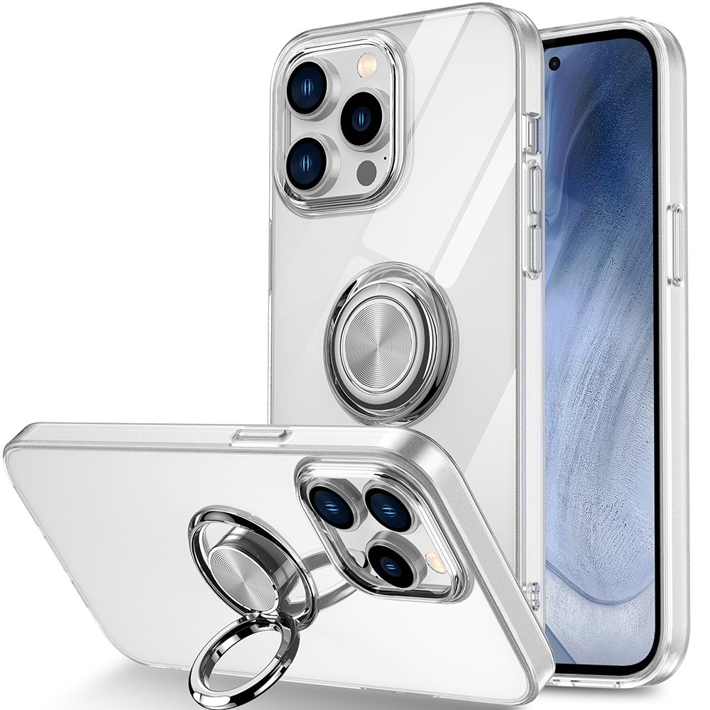 TPU Case Finger Ring Kickstand iPhone 14 Pro Transparent