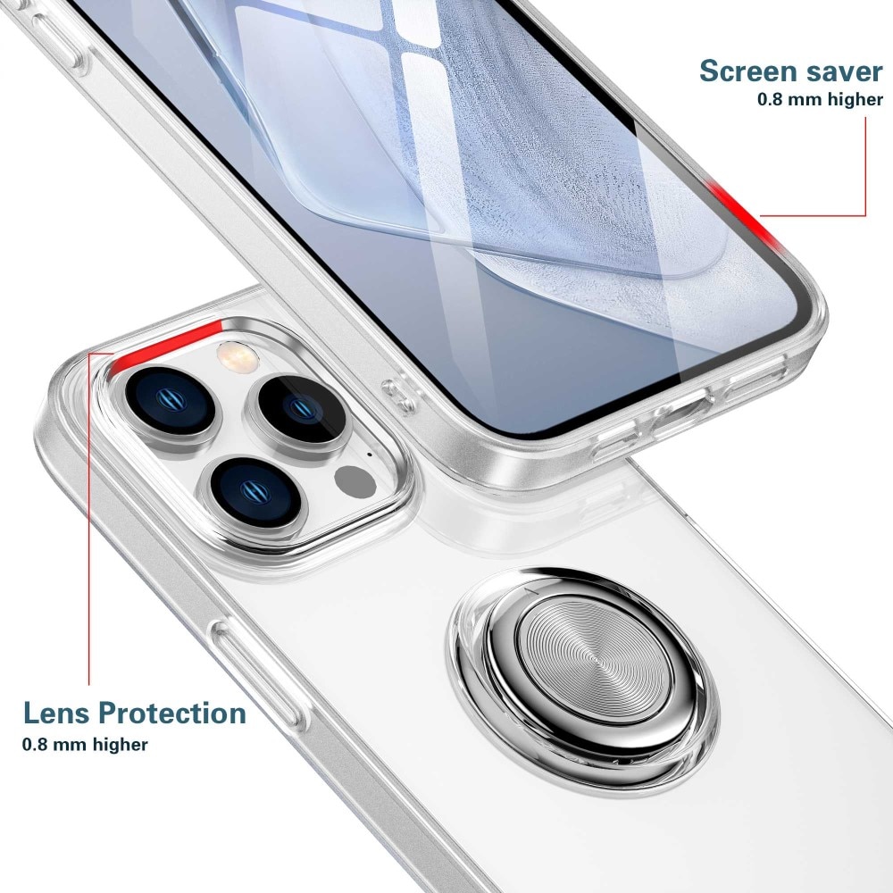 TPU Case Finger Ring Kickstand iPhone 14 Pro Transparent