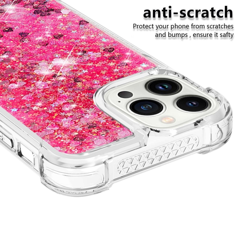 Glitter Powder TPU Case iPhone 14 Pro vaaleanpunainen