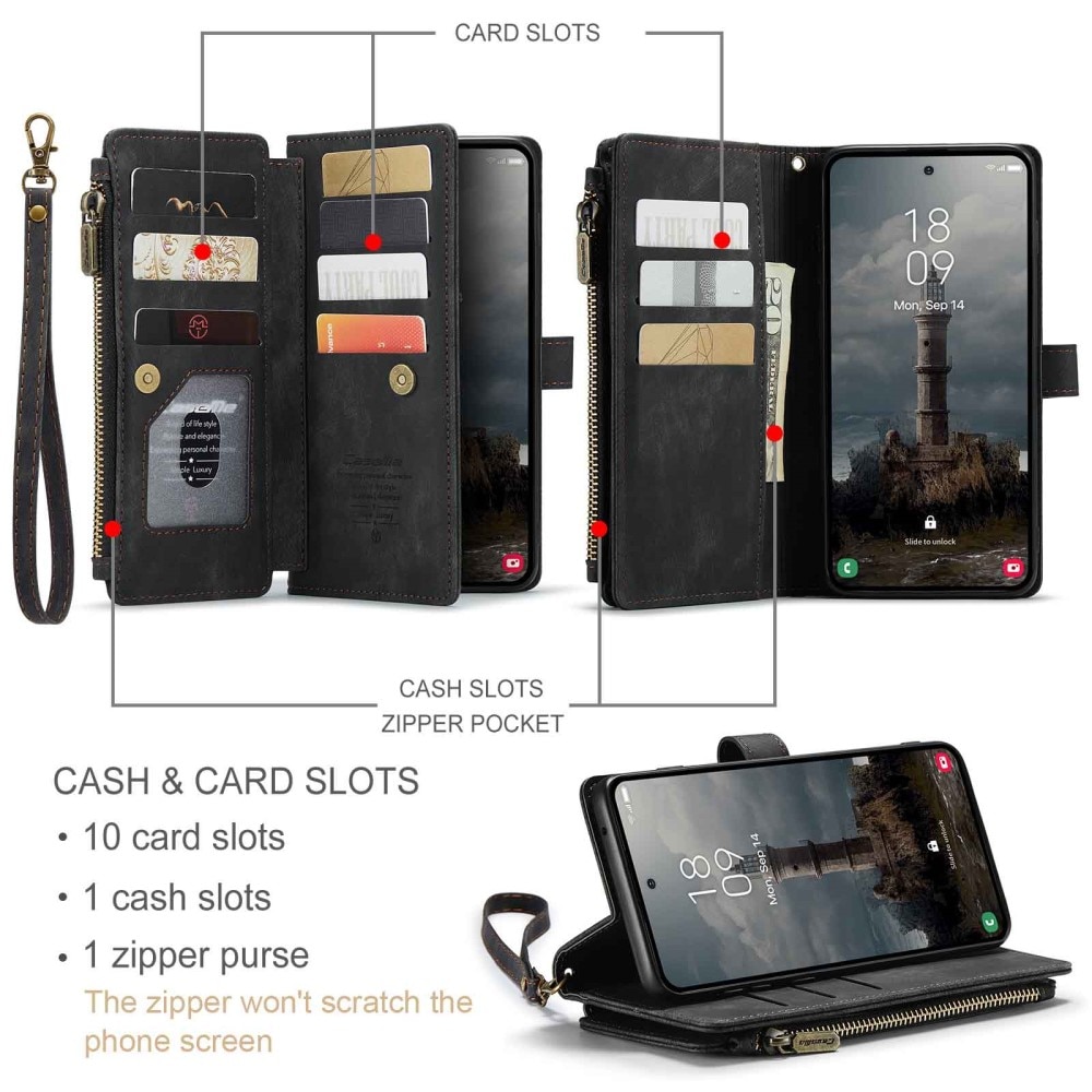 Zipper Wallet Samsung Galaxy A55 Musta