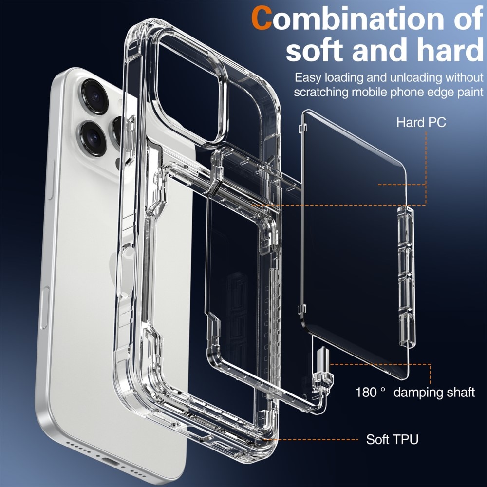 Hybridikuori Korttitasku Kickstand iPhone 16 Pro kirkas