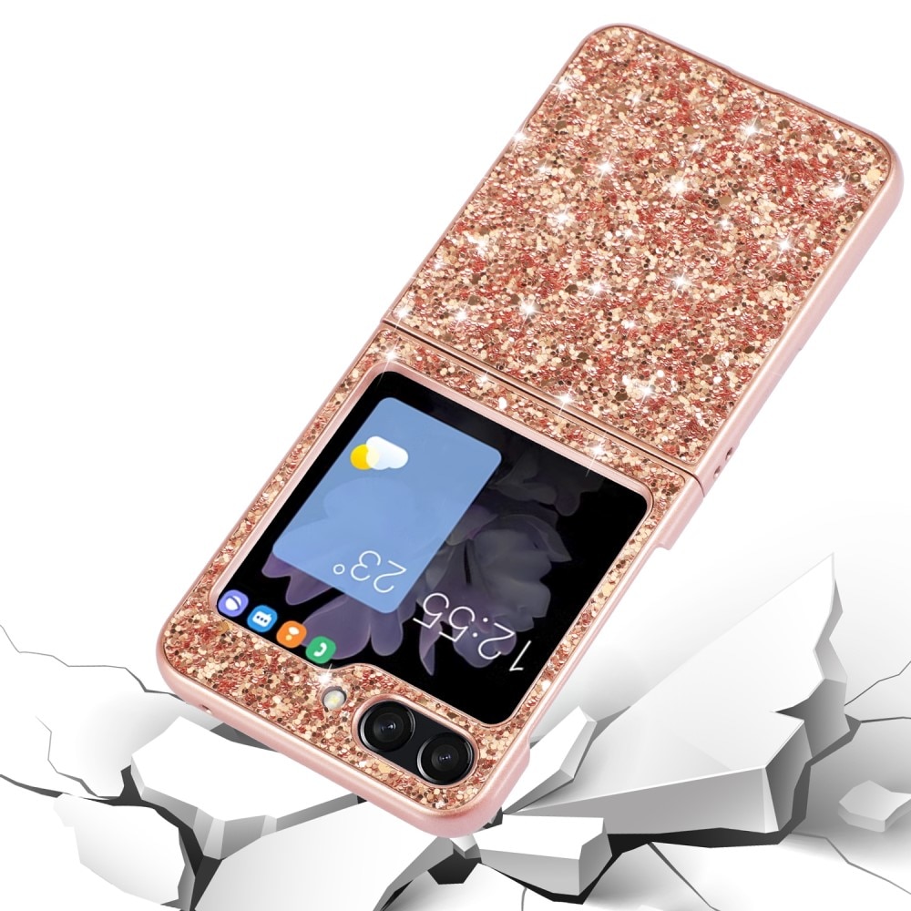 Samsung Galaxy Z Flip 6 Glitterikuori ruusukulta