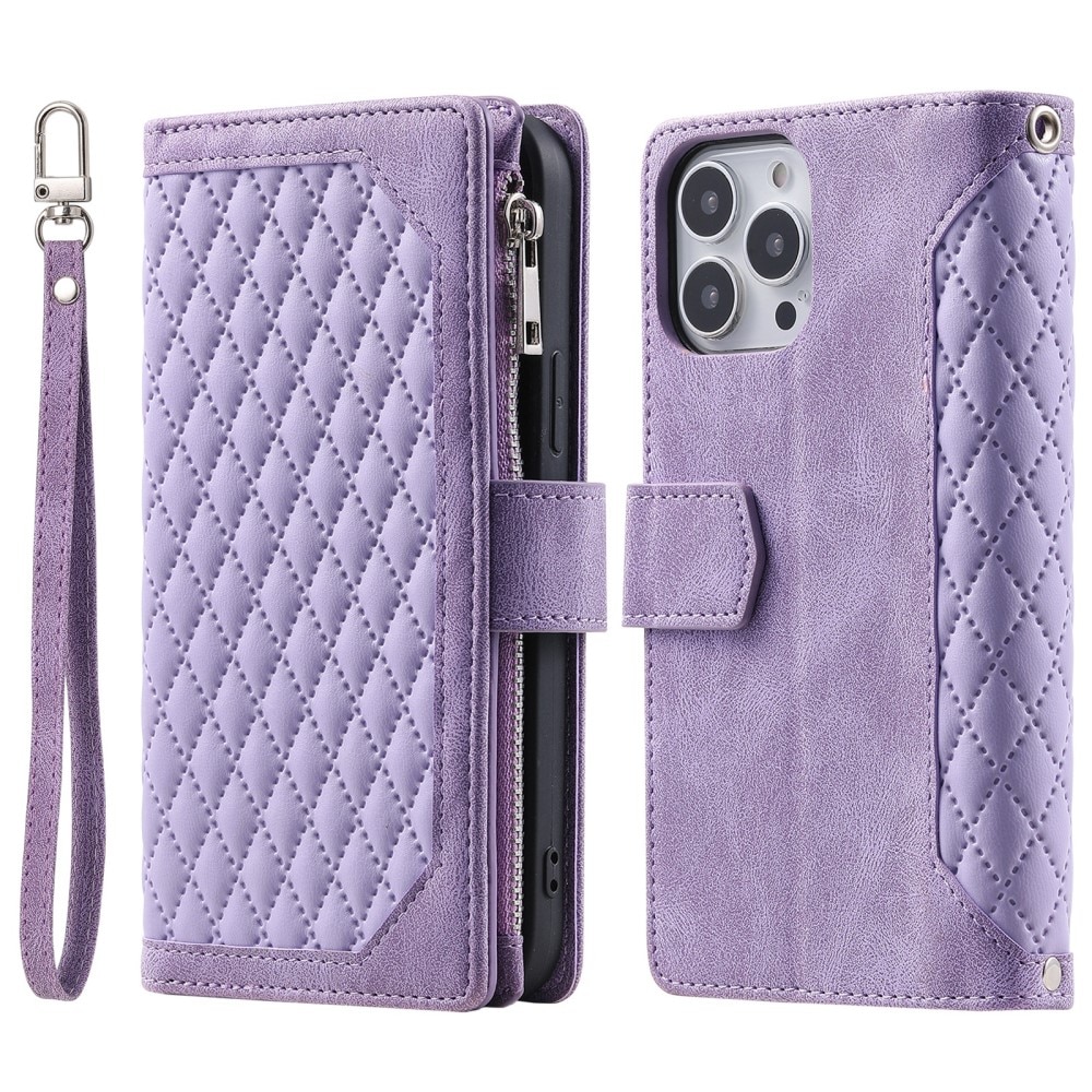 Lompakkolaukku iPhone 16 Pro Quilted Liila