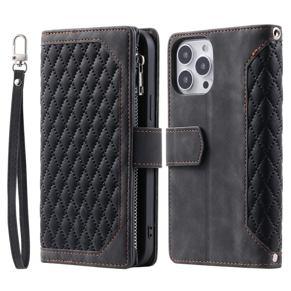 Lompakkolaukku iPhone 16 Pro Quilted Musta