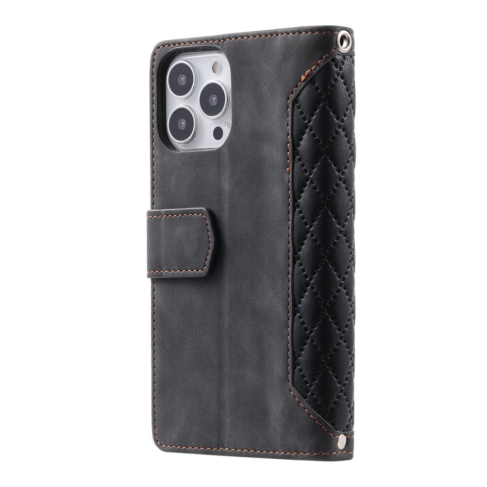 Lompakkolaukku iPhone 16 Pro Quilted Musta