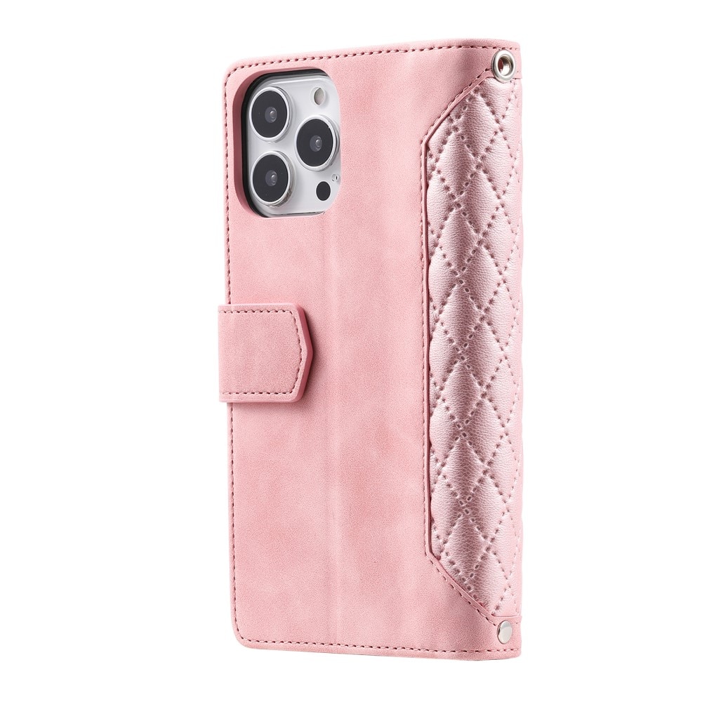 Lompakkolaukku iPhone 16 Pro Quilted Vaaleanpunainen