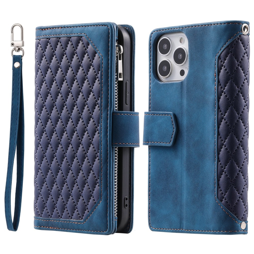 Lompakkolaukku iPhone 16 Pro Max Quilted Sininen