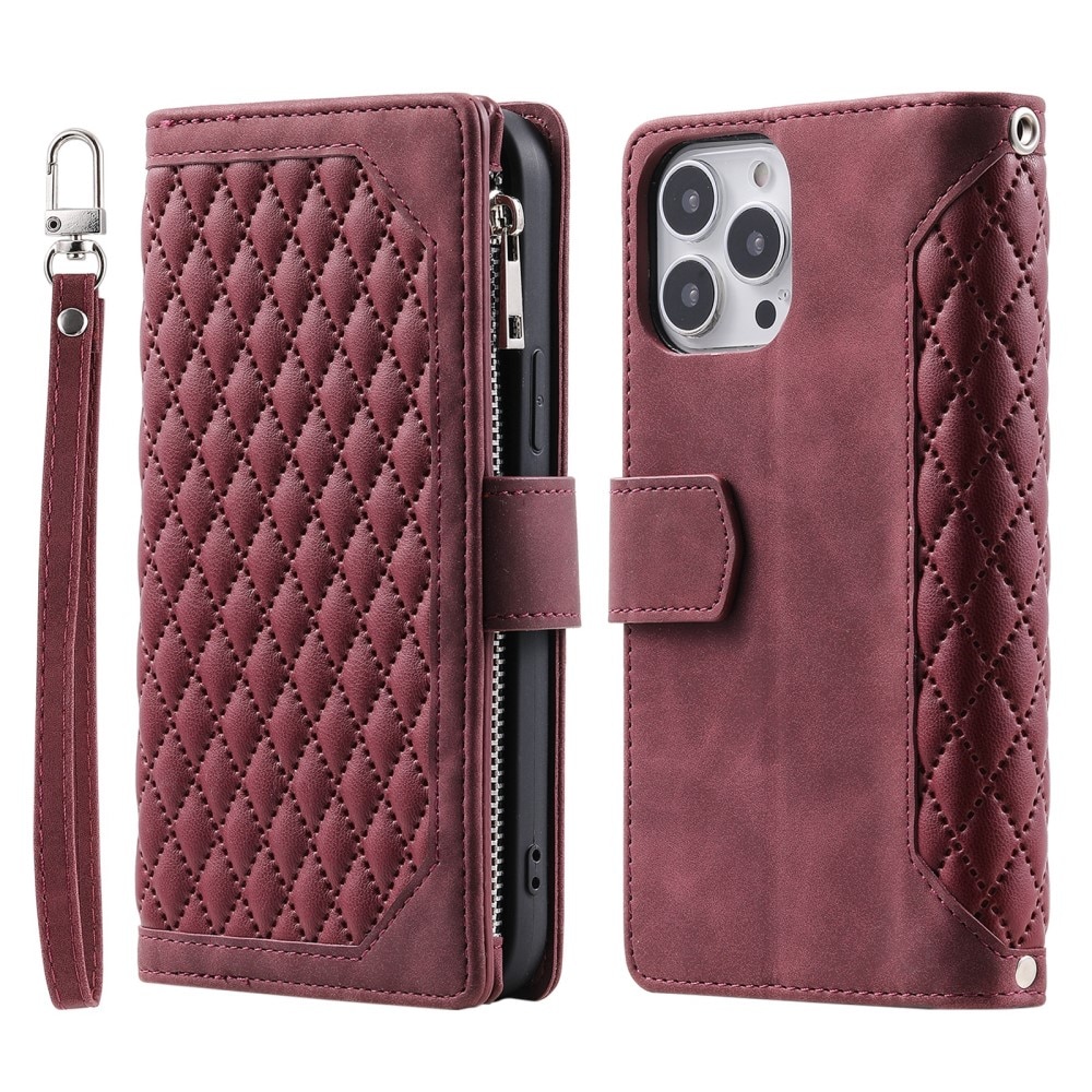 Lompakkolaukku iPhone 16 Pro Max Quilted Punainen