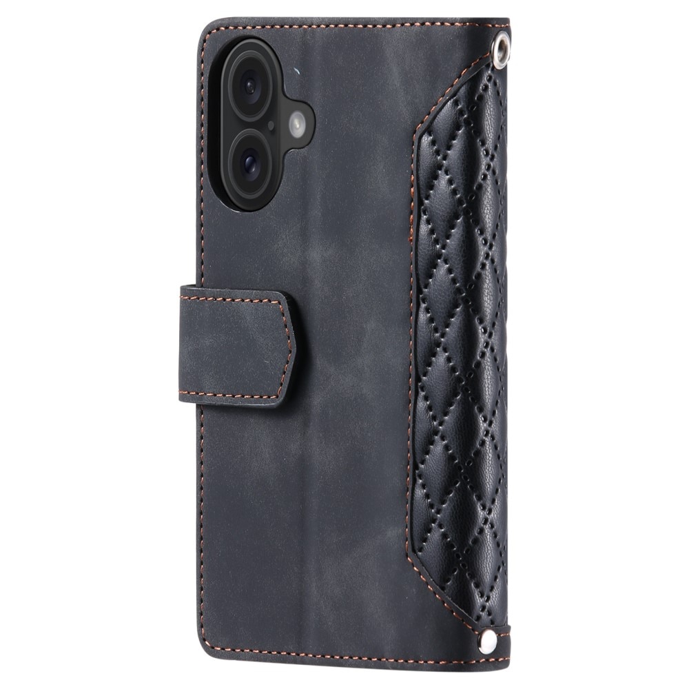 Lompakkolaukku iPhone 16 Plus Quilted Musta