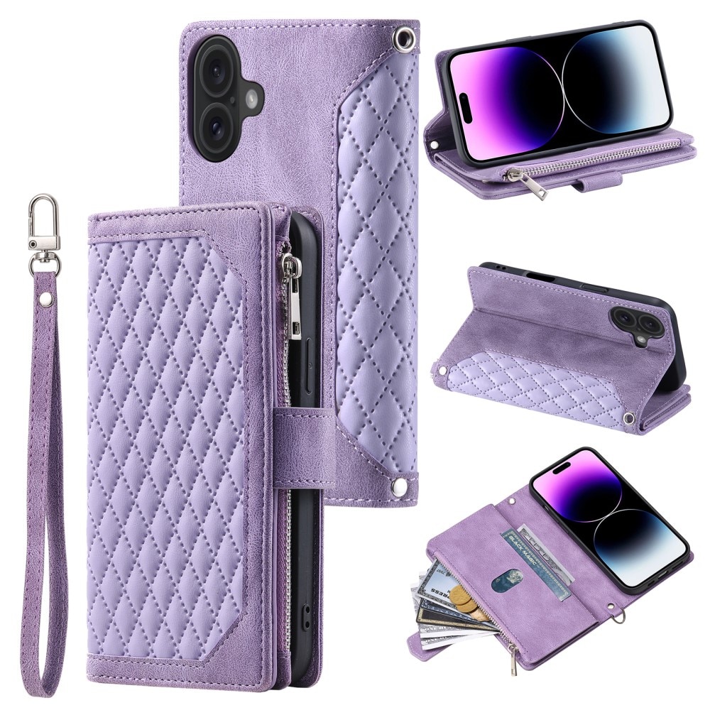 Lompakkolaukku iPhone 16 Quilted Liila