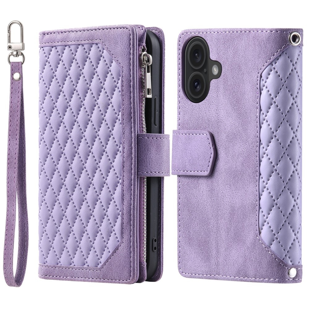 Lompakkolaukku iPhone 16 Quilted Liila