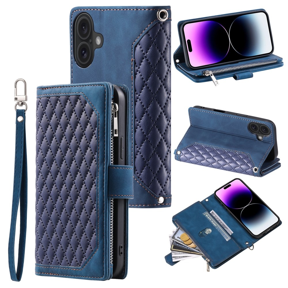 Lompakkolaukku iPhone 16 Quilted Sininen