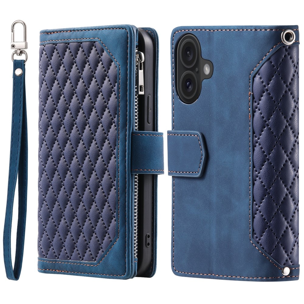 Lompakkolaukku iPhone 16 Quilted Sininen